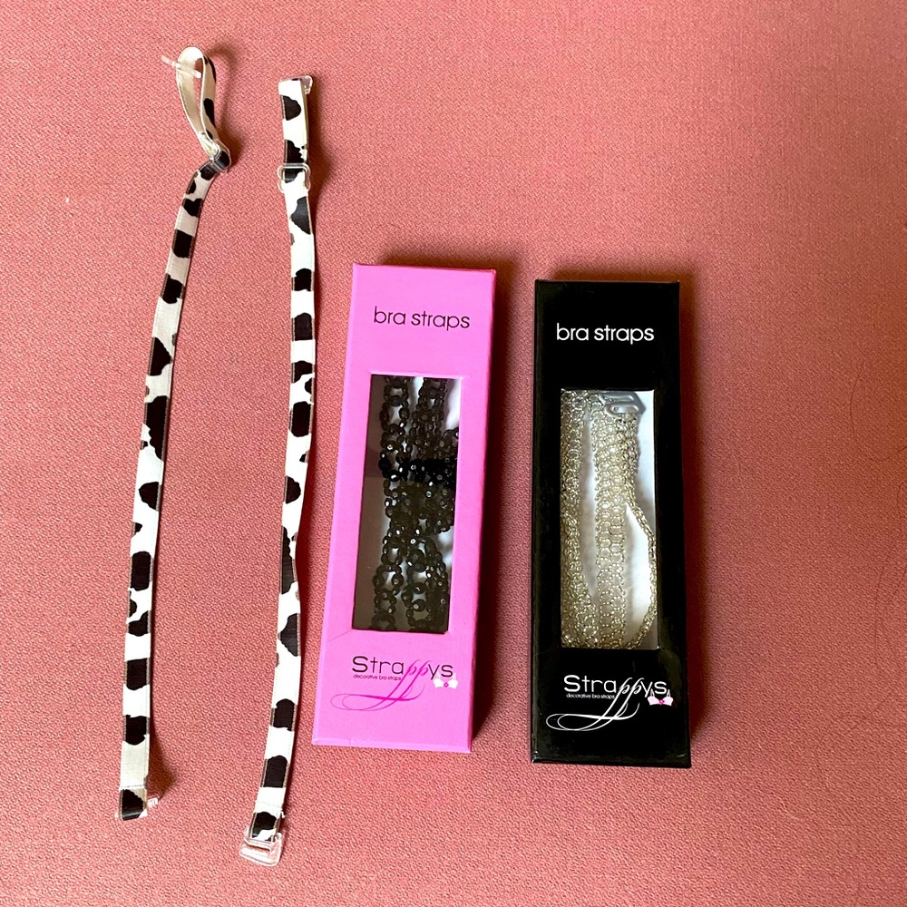 3 Bra straps. 2 Bling and one cowhide